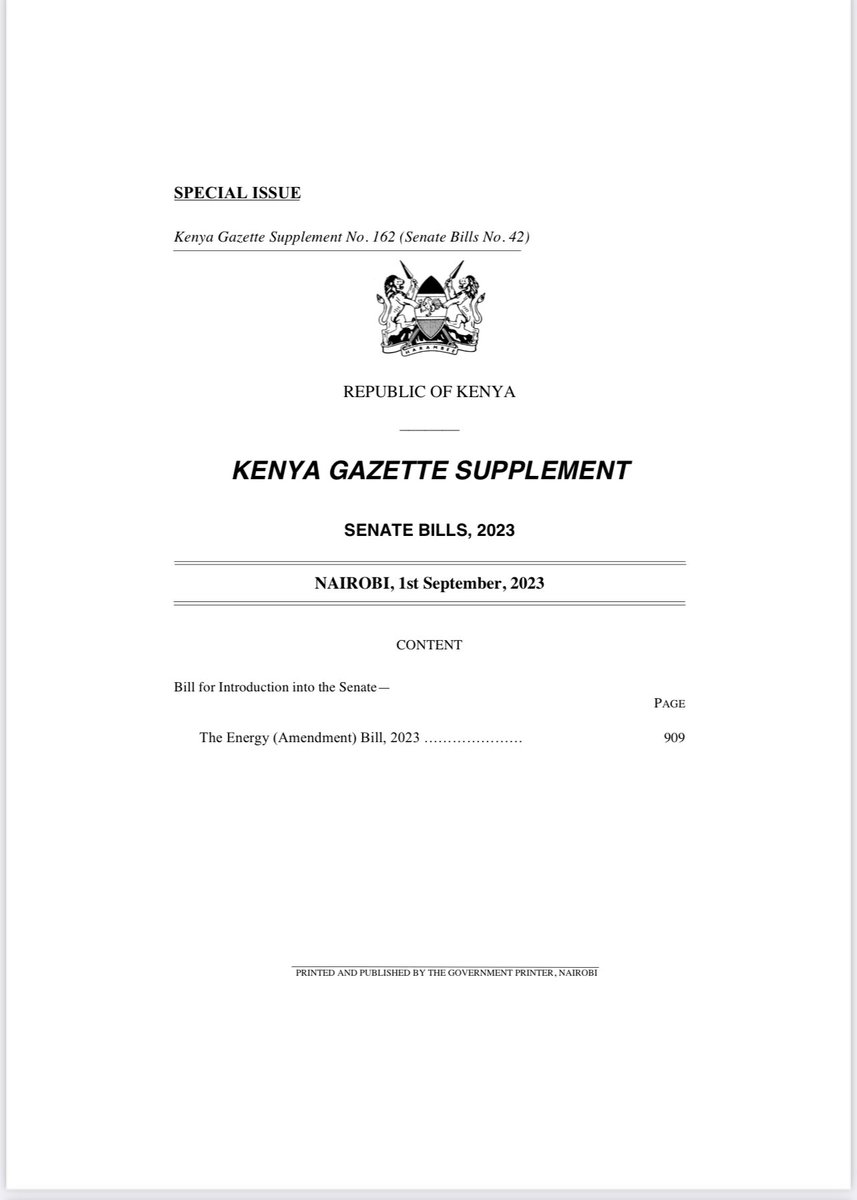 edwinsifuna's tweet photo. My bill seeking to amend the Energy Act has now been published. 

The bill seeks to do 3 things majorly.

1. To bar the operator from granting generation licenses to any entity that does not disclose its beneficial owners.

2. To bar KPLC from signing new PPA’s without establishing the need for new capacity.

3. To mandate the system operator aka the dispatcher to prioritize power from cheaper green generators as opposed to thermal sources. 

I’m hoping the same will receive support from all.
