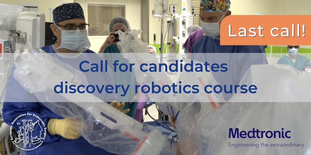 Only for #EAES members: #Medtronic discovery robotics course. 
Check your inbox now. Today is the last day you can apply. Don't miss this unique opportunity to work with the Medtronic #HUGO robotic system.