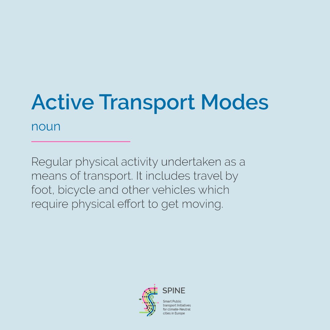 project_spine's tweet photo. SPINE aims to accelerate progress towards climate neutrality by integrating public transport systems with, among other things, active transport modes. But what are active transport modes? 🚴🏻
#jargon #ClimateNeutral #SustainableTransport https://t.co/SVHmw6pT8B