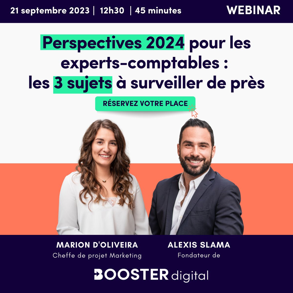 C'est le moment de saisir toutes les opportunités de cette fin d'année 🎁

Rdv pour le webinar "Perspectives 2024 pour les experts-comptables : les 3 sujets à surveiller de près". 

📆 21 septembre, 12h
❌ Il n'y aura pas de replay 

Inscription 👇
bit.ly/3LoTPDj