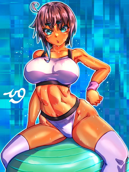 バランスボールを使って体幹トレーニングで
汗を流す蓮歌描きました。
#九嶺蓮歌 