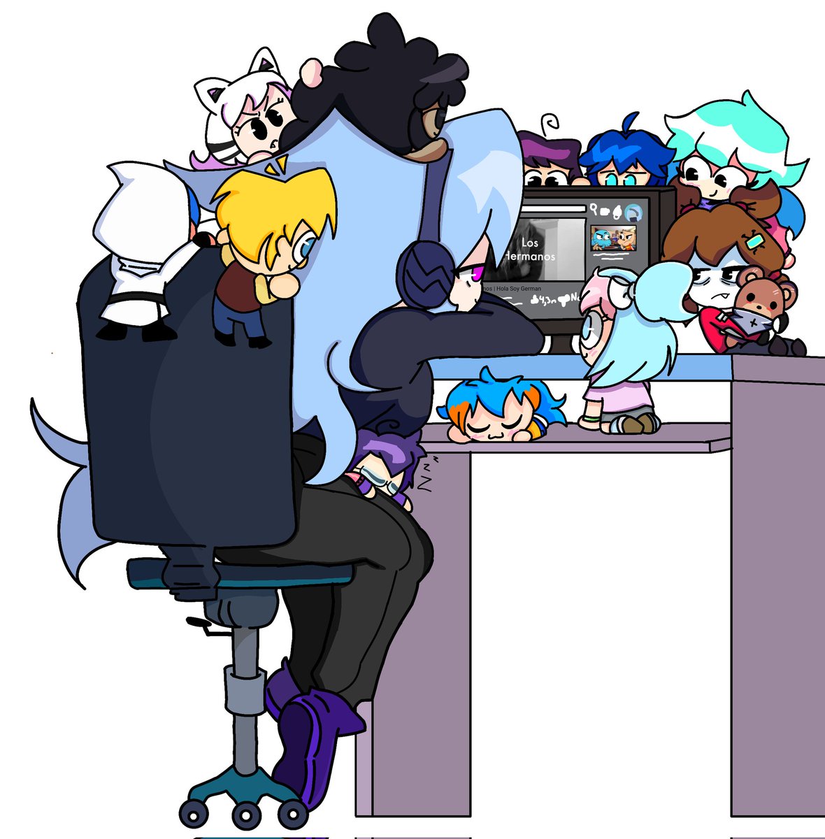 the_Blue_random's tweet image. Un rato para ver video mientras aún no saber que hacer con estos minis peluches,alguien tiene un idea? Ya no tengo con qué distraerlos 😓..xd , espero les guste el dibujo de todos los minis ,y si este dibujo llega a los 21 likes,subo un video que ise para un trabajoxd #Teamstar