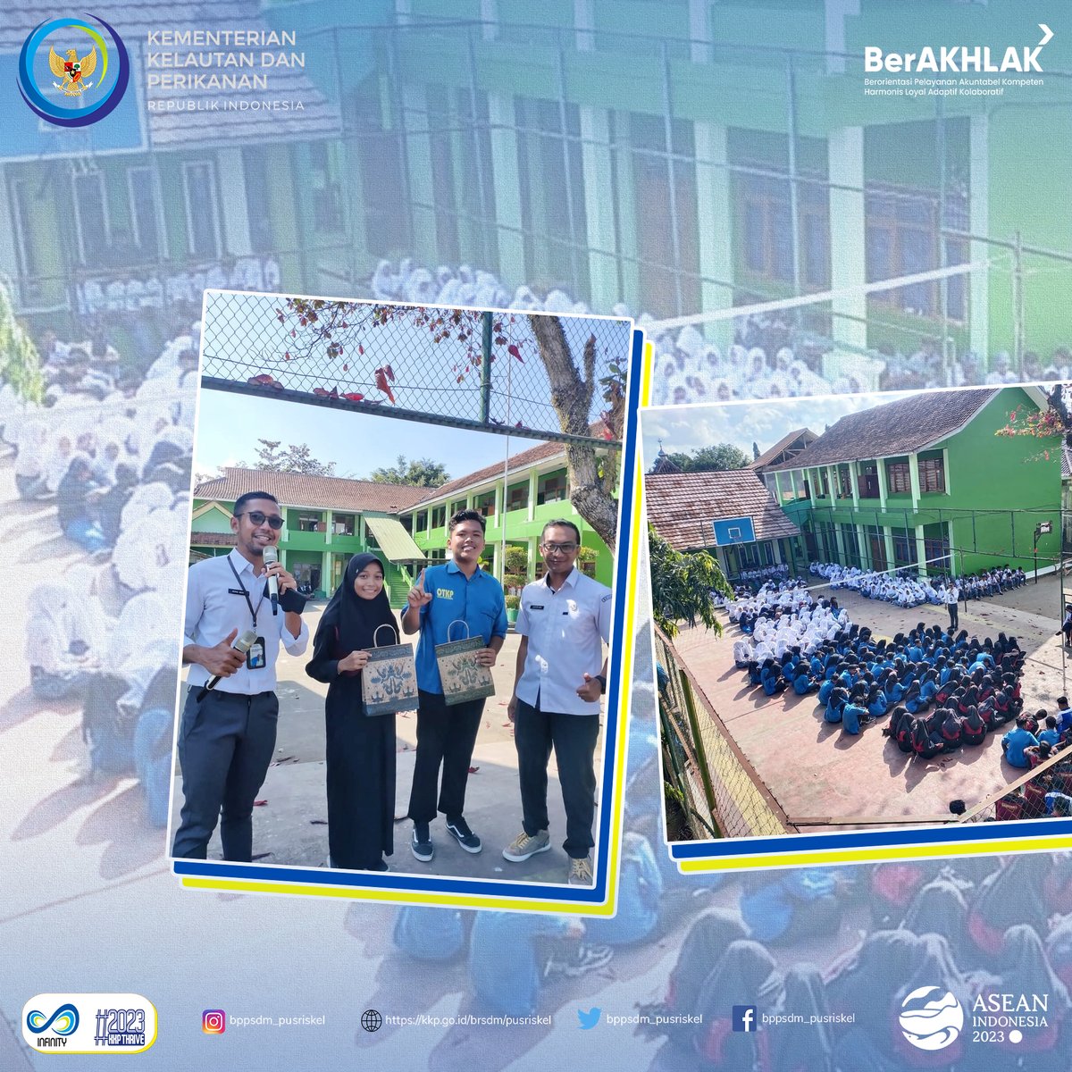 pusriskel's tweet photo. Pangandaran (13/09/23) Tim #PIAMARI  bersama dua instruktur kelautan dari @RISET_BUNGUS  memberikan sosialiasi dan edukasi jenis  bencana laut pesisir serta upaya mitigasinya yang disampaikan oleh Wisnu dan Guntur. 
@kkpgoid @bppsdm_kp #KKPThrive https://t.co/OUYJdpCIVn