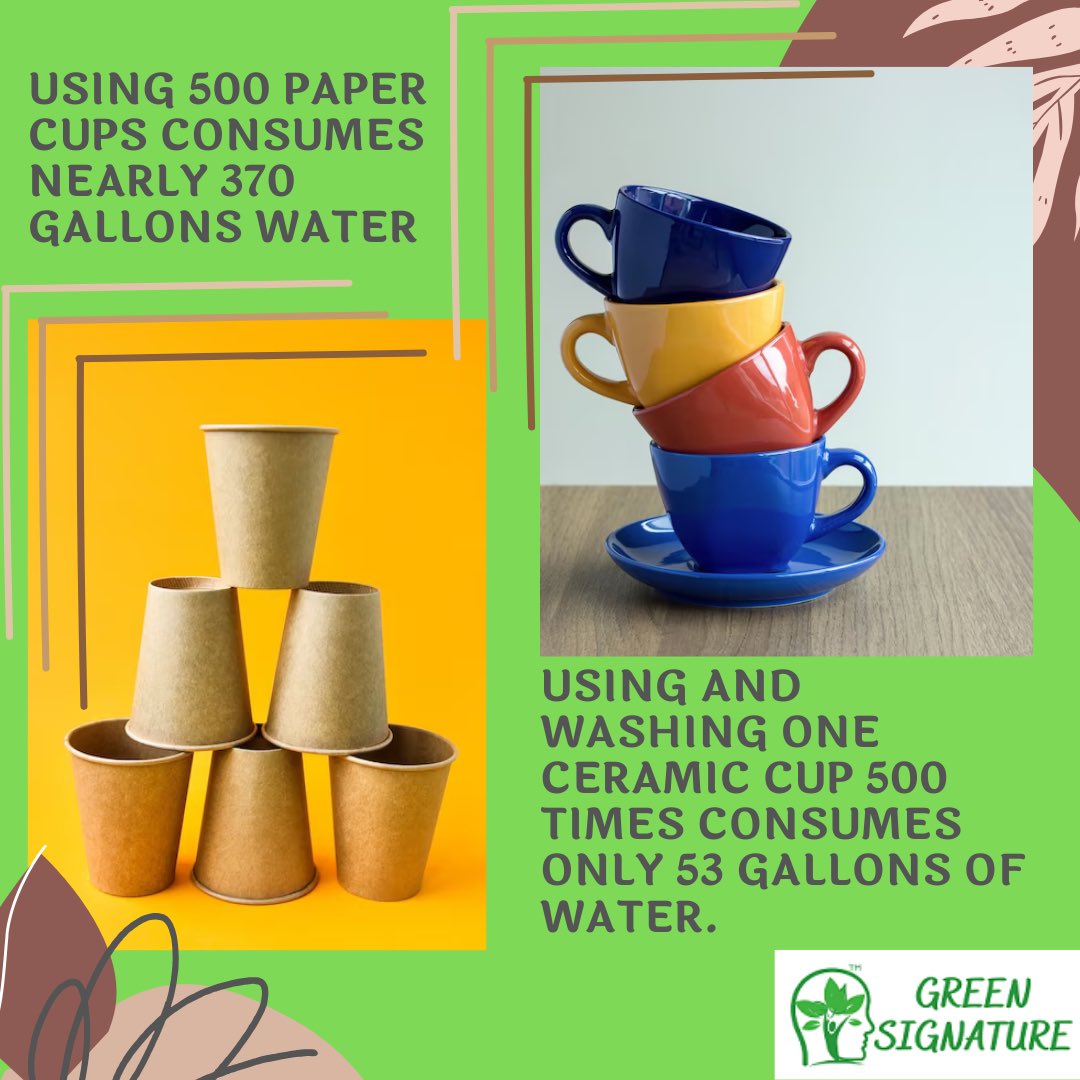 🌊 Water-Smart Choices: Ceramic & Glass Cups Win! ♻️🥤 
Let's embrace reusable options and lead the way to a greener, water-conscious world. 🚰🌿 
#EcoChoices #ReducePaperWaste #SustainableHabits #SustainableSteps #EcoConscious #RecyclingSolutions
#Sustainability #Innovation #SDG