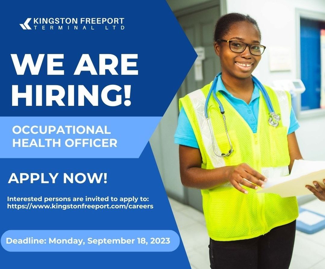 CareerJamaica's tweet photo. Kingston Freeport Terminal Limited is looking for qualified applicants to fill the following position: Occupational Health Officer

For further details visit https://t.co/VGDkQ161xR
Deadline: September 18, 2023
#JobsJamaica #KFTLJa #PortofKingston https://t.co/LesUPfFRbO