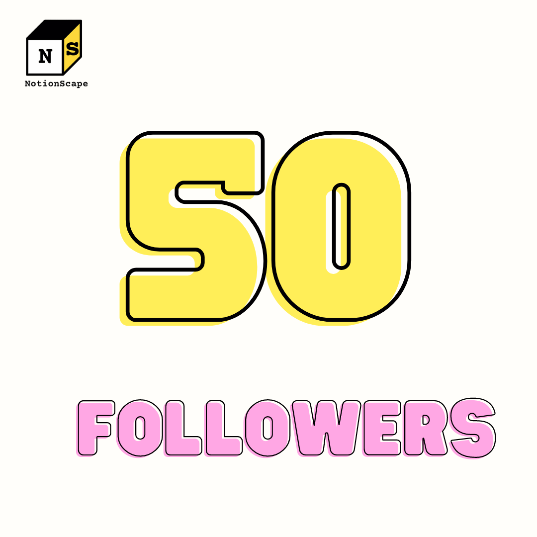 NotionScape's tweet photo. 🎉✨ Reached my first milestone - 50 followers on Twitter! 🙌🥳 Your support and engagement mean the world to me. Thank you for being a part of this journey! Let's keep growing together! #FirstMilestone #50Followers #TwitterFamily https://t.co/LoRF8EkEX5