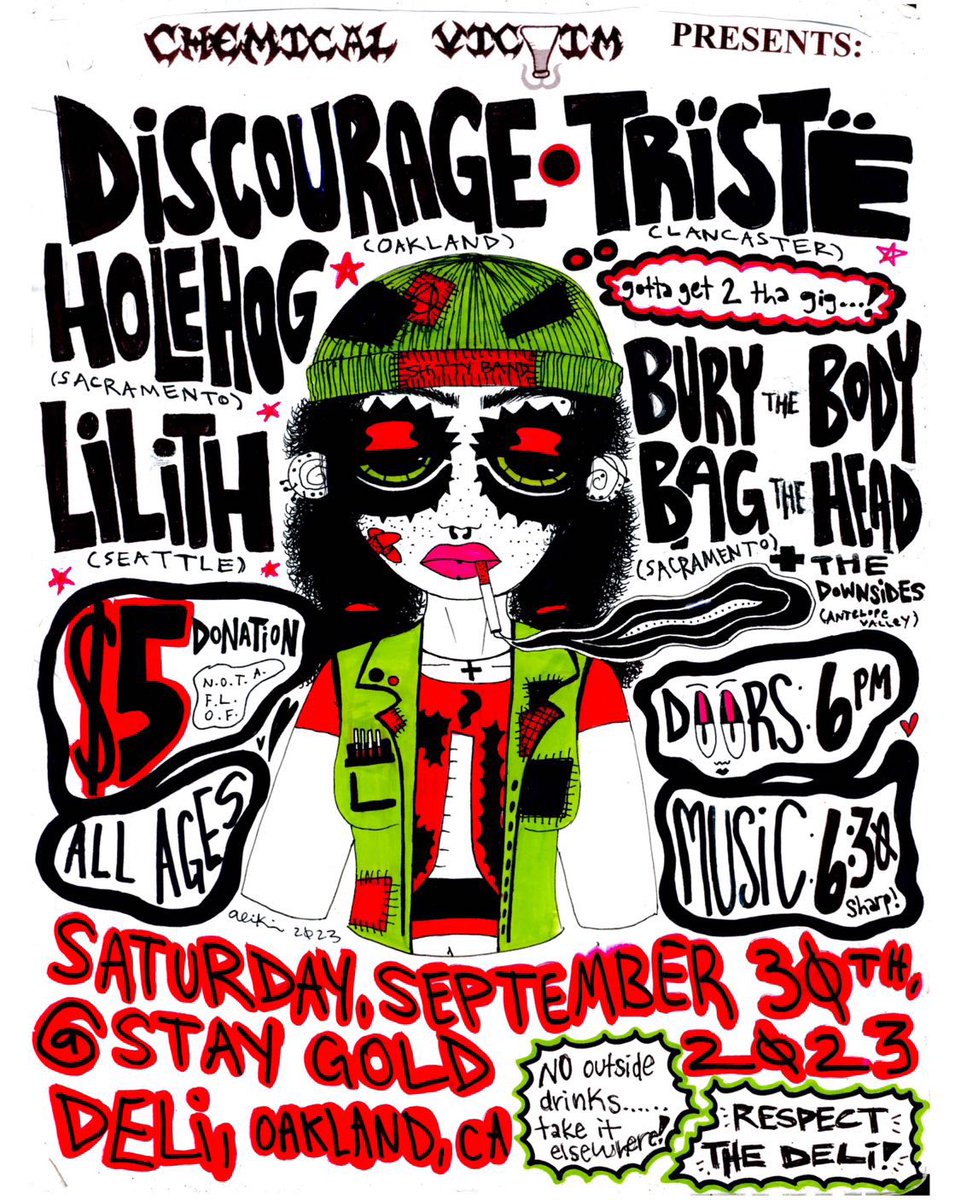 Been a while but stoked to be hitting the road with the <a href="/Tristexpv/">T̷R̷Ï̷S̷T̷Ë̷</a> in a few weeks. Come hang at a show!

9/29 - Berkeley (924 Gilman/Twin Shrieks Fest)
9/30 - Oakland (Stay Gold Deli)
10/01 - Fresno (Destructive Warehouse)