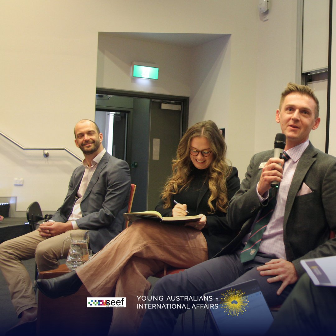 YoungAustIntAff's tweet photo. β¨ Thank you to @madeleinejflint from @devintellab; Chris Ellinger from @DFAT; and @jmxgroves from @ANUCrawford for joining us for the first panel of our #Future23 National Conference - Australian Foreign Policy: Today and Tomorrow π¦πΊ
#Future23Conference #YAIA https://t.co/yU65cxkjdw
