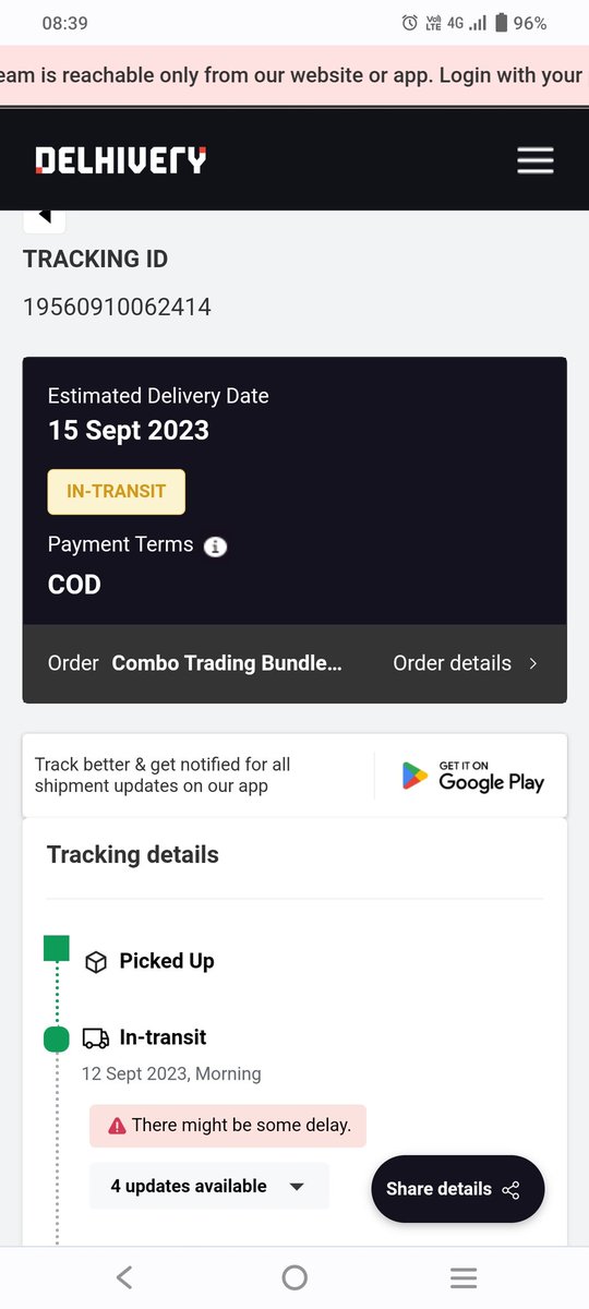 Milky_Versee's tweet photo. @delhivery 12 tarik ka order 13 ko hua 13 se 14 ab 14 se 15 pathetic service you guyz give to your customer first and last time with delhivery socha tha achi company h pr yeh to sabse kahrab company h jo customer ka sochti tak ni 
worst company i have ever seen @help_delhivery https://t.co/P6Y4NaU1bs