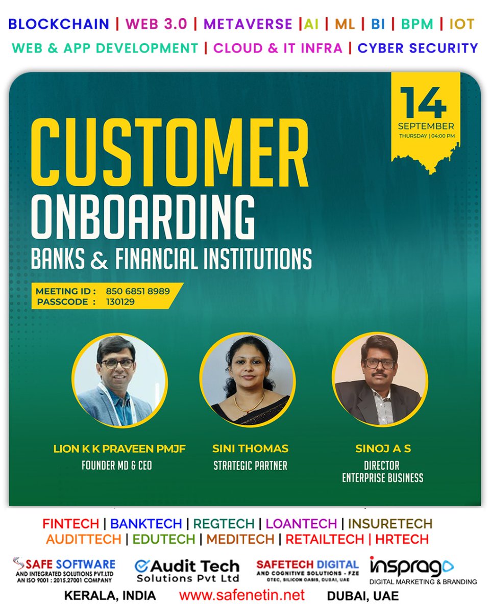Discover the Path to Onboarding Success with the Wisdom of Experts.
Participate in our exclusive webinar designed to empower banks and financial institutions in elevating customer experiences and fostering growth.
#fintechnews #Banking #onboarding