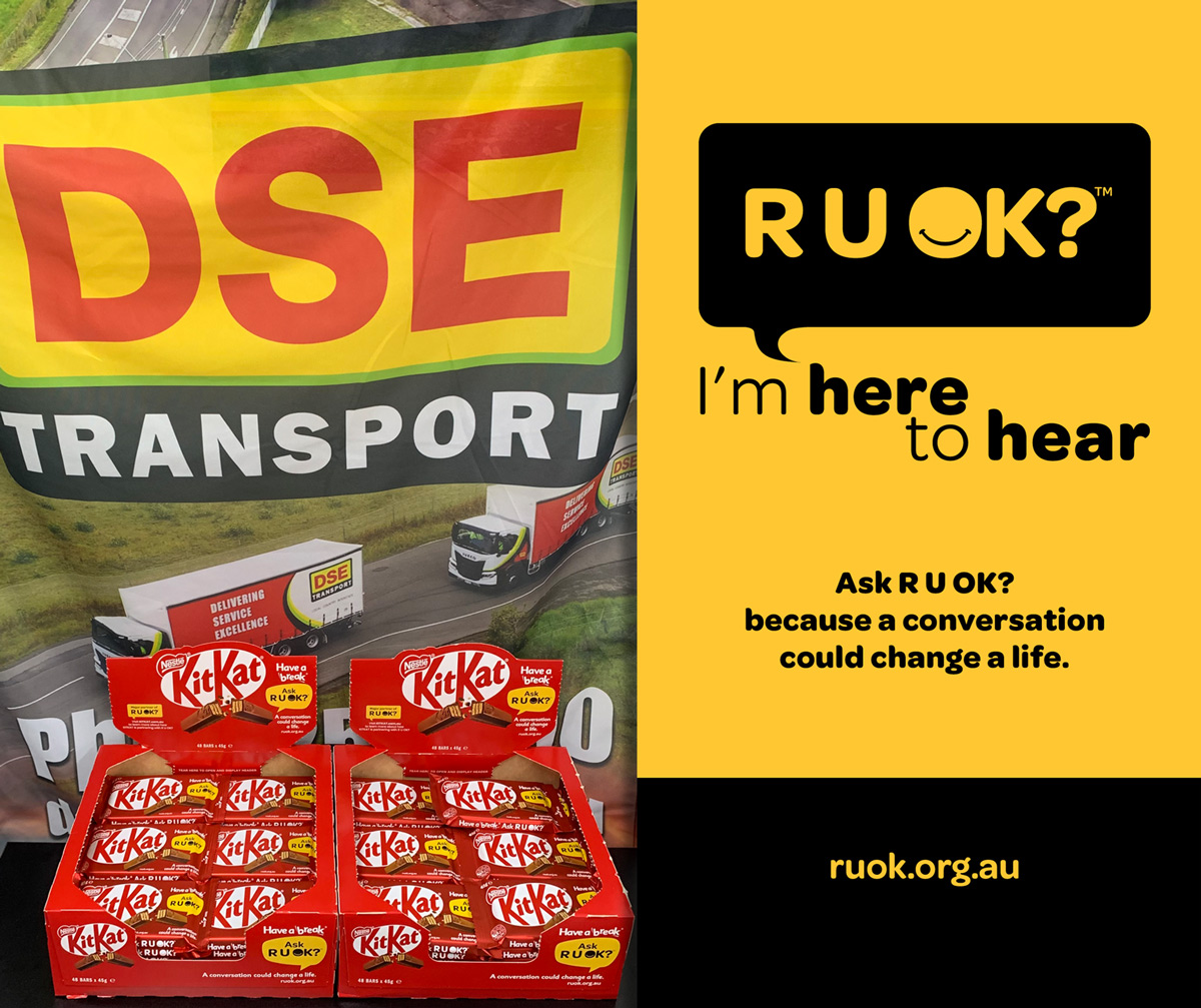 📷 Have a Break Here’s a KitKat: 📷
Today we are handing out KitKats, to encourage all our team members to take a break and start a conversation that could change, or even save, a life.
#RUOKDay #MentalHealthMatters #TeamDSE #SupportEachOther #DSEtransport