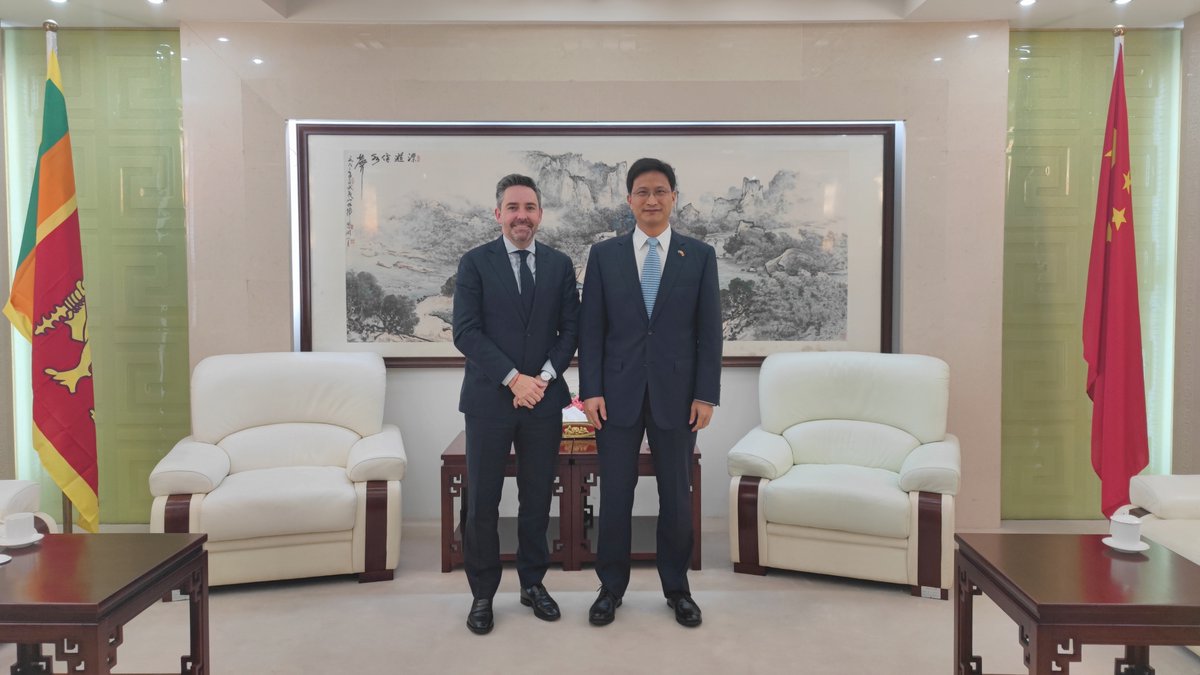 Chinese Embassy in Sri Lanka (@chinaembsl) on Twitter photo Ambassador Qi Zhenhong welcomes the new UN resident coordinator Marc-André Franche <a href="/MAFrancheUN/">Marc-André Franche</a> <a href="/UNSriLanka/">UN in Sri Lanka</a>
They had extensive friendly exchanges on 🇱🇰 current situation, 🇨🇳🇺🇳 respective aid & support to #SriLanka and further cooperation, and other issues of common interest. Ambassador Qi Zhenhong welcomes the new UN resident coordinator Marc-André Franche <a href="/MAFrancheUN/">Marc-André Franche</a> <a href="/UNSriLanka/">UN in Sri Lanka</a>
They had extensive friendly exchanges on 🇱🇰 current situation, 🇨🇳🇺🇳 respective aid & support to #SriLanka and further cooperation, and other issues of common interest.