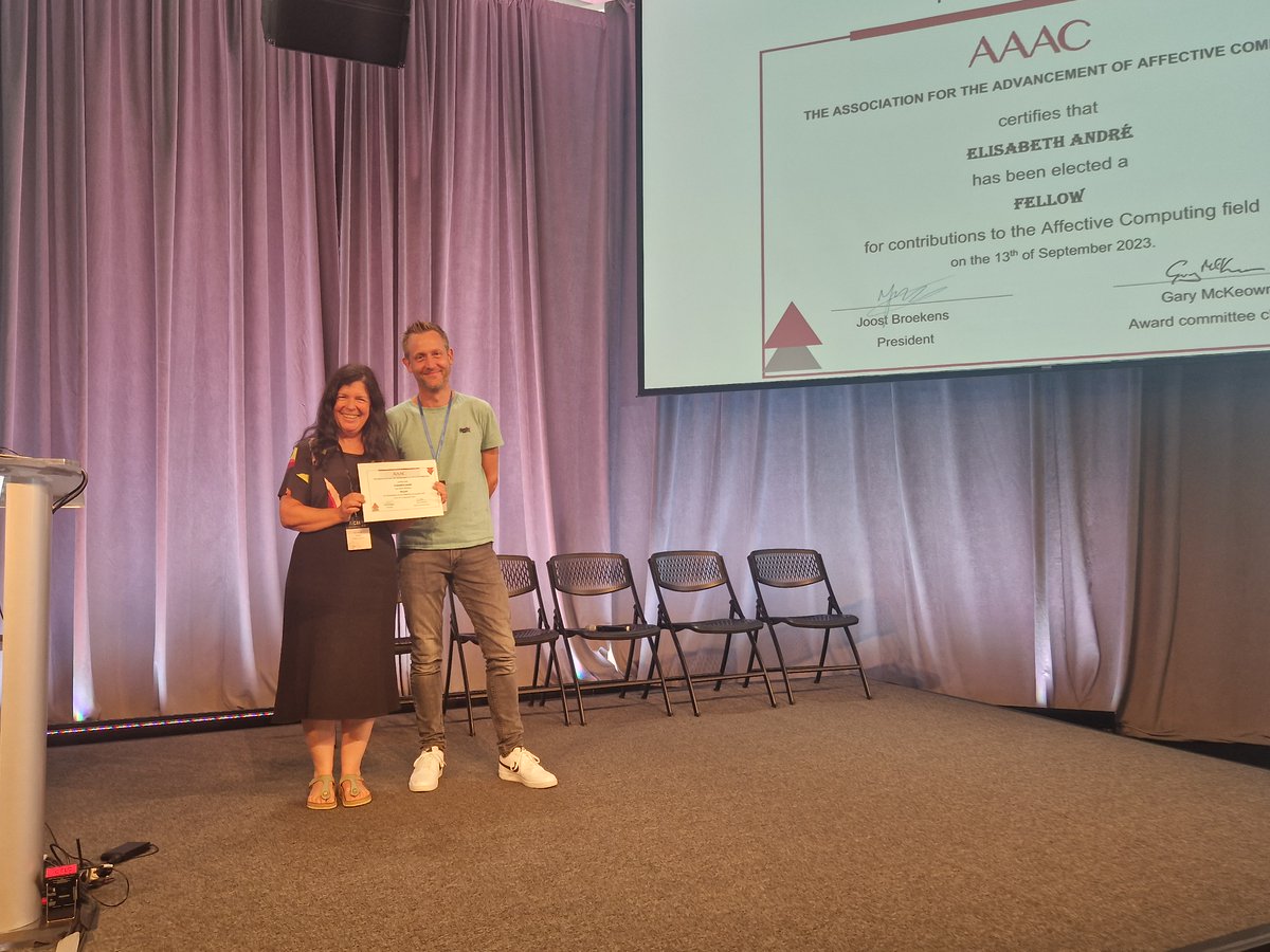 Professor Elisabeth André has been elected a Fellow for her contributions to the Affective Computing field. Congratulations, and THANK YOU!

#ACII2023