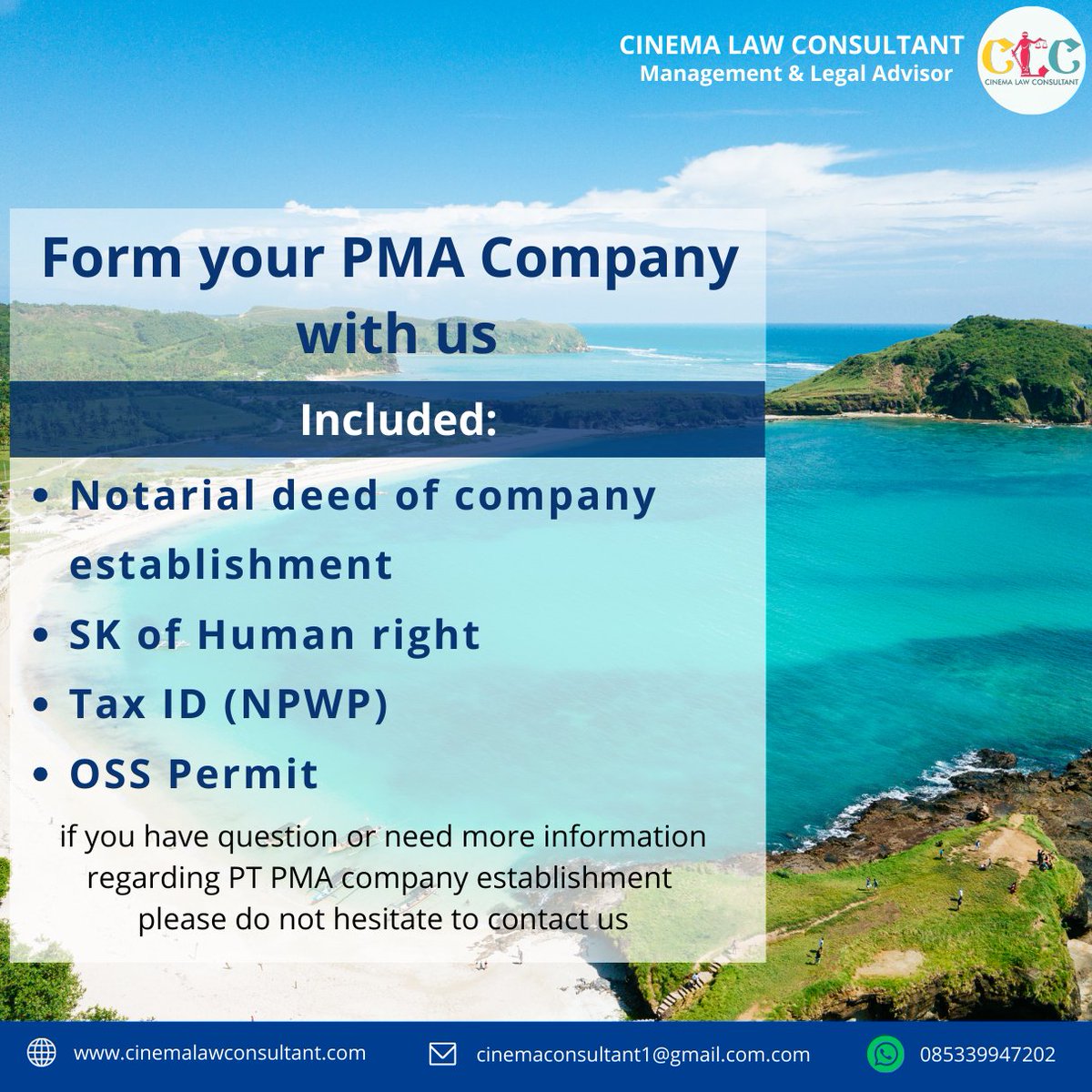 CinemaConsultan's tweet photo. if you have question or need more information regarding PT PMA company establishment
please do not hesitate to contact us😊
#Lawyer #Lawconsultant #Notaryconsultant #Setupcompany #Taxconsultant #Taxes #Immigrationagency #Immigration #Passport #Visa #Kitas #invest  #Indonesia https://t.co/soUJ1yldYm