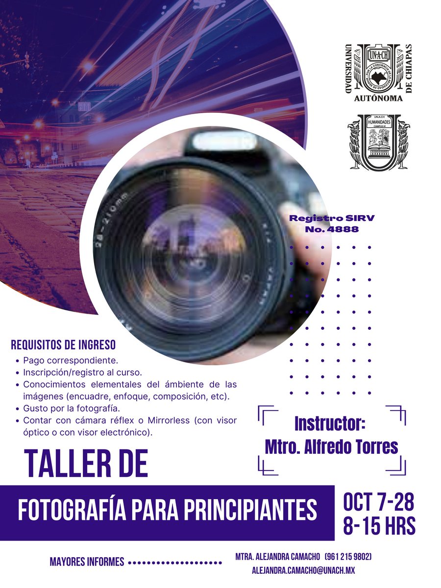 ¿Deseas aprender acerca de esta técnica? Conoce los requisitos a detalle aquí 👇o solicita informes alejandra.camacho@unach.mx
¡Iniciamos el 7 de octubre!
¡Inscríbete!