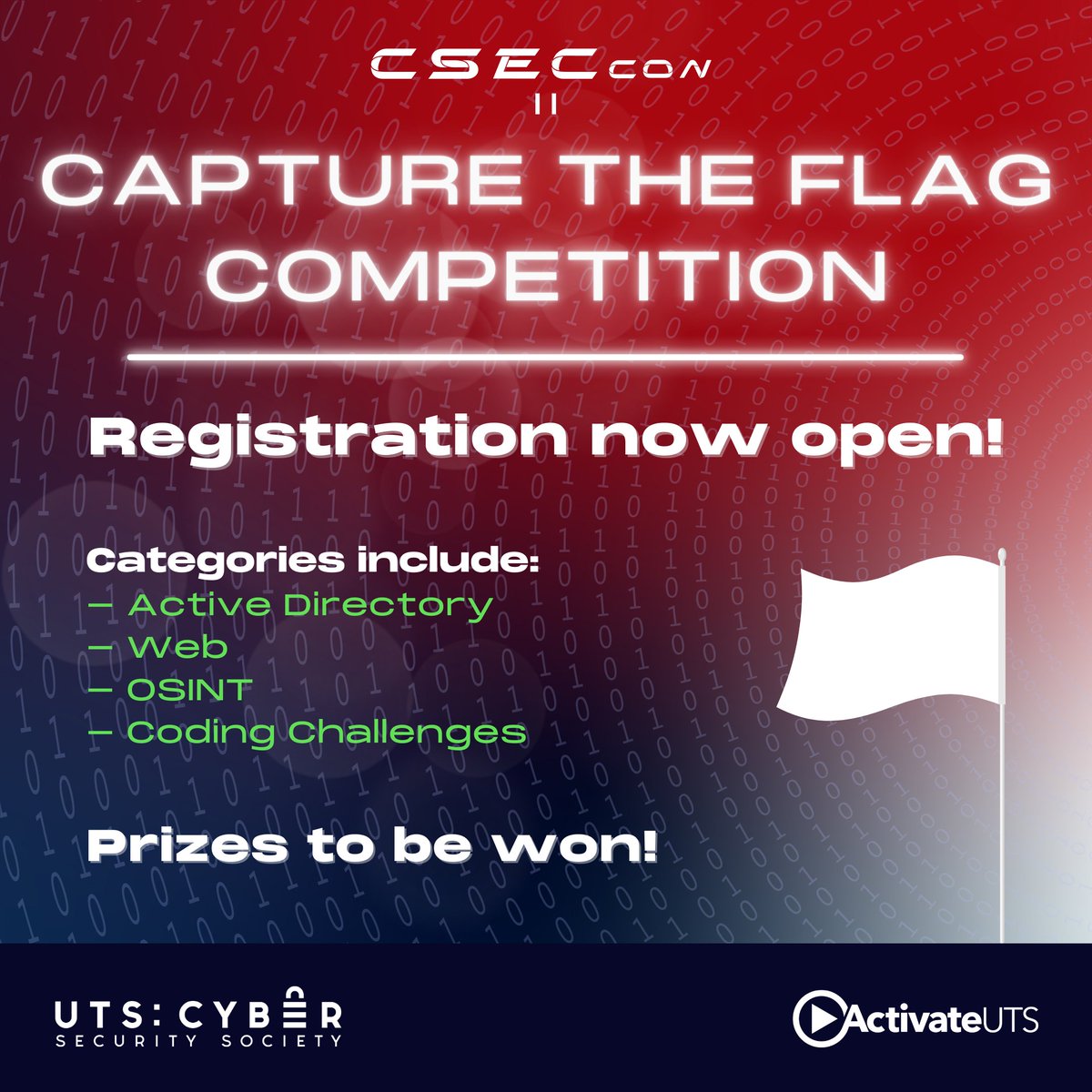 Registration for CSECcon II's CTF is now open! 🏁

Teams are limited to 5 players max👥
The CTF will run for the duration of CSECcon II 
Register now at play.csecctf.lol💻

Find out more information at cseccon.utscyber.org 

#CSECconII #CTF #Cybersecurity #IntoTheBreach