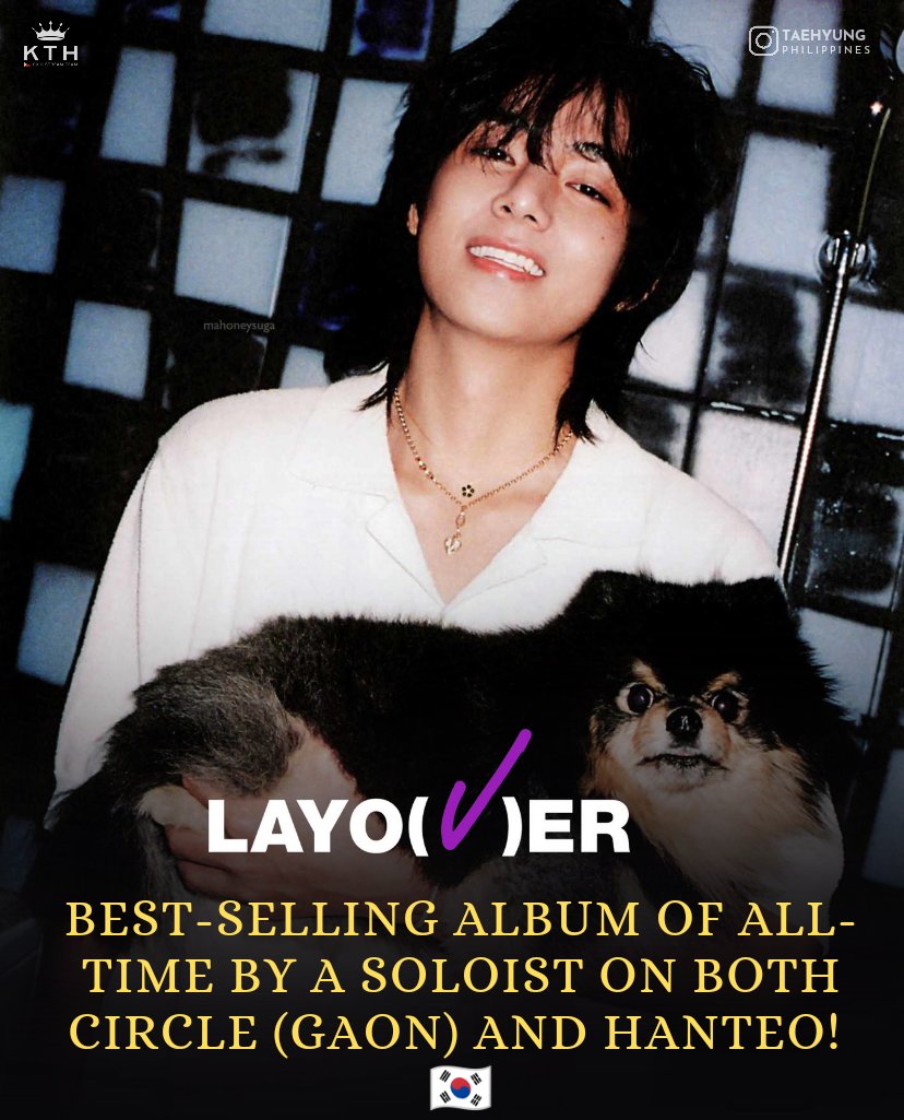 Layover by V is now the best-selling album of all-time by a soloist on both Circle (Gaon) and Hanteo. 

Congratulations Taehyung
LAYOVER BESTSELLING ALBUM
