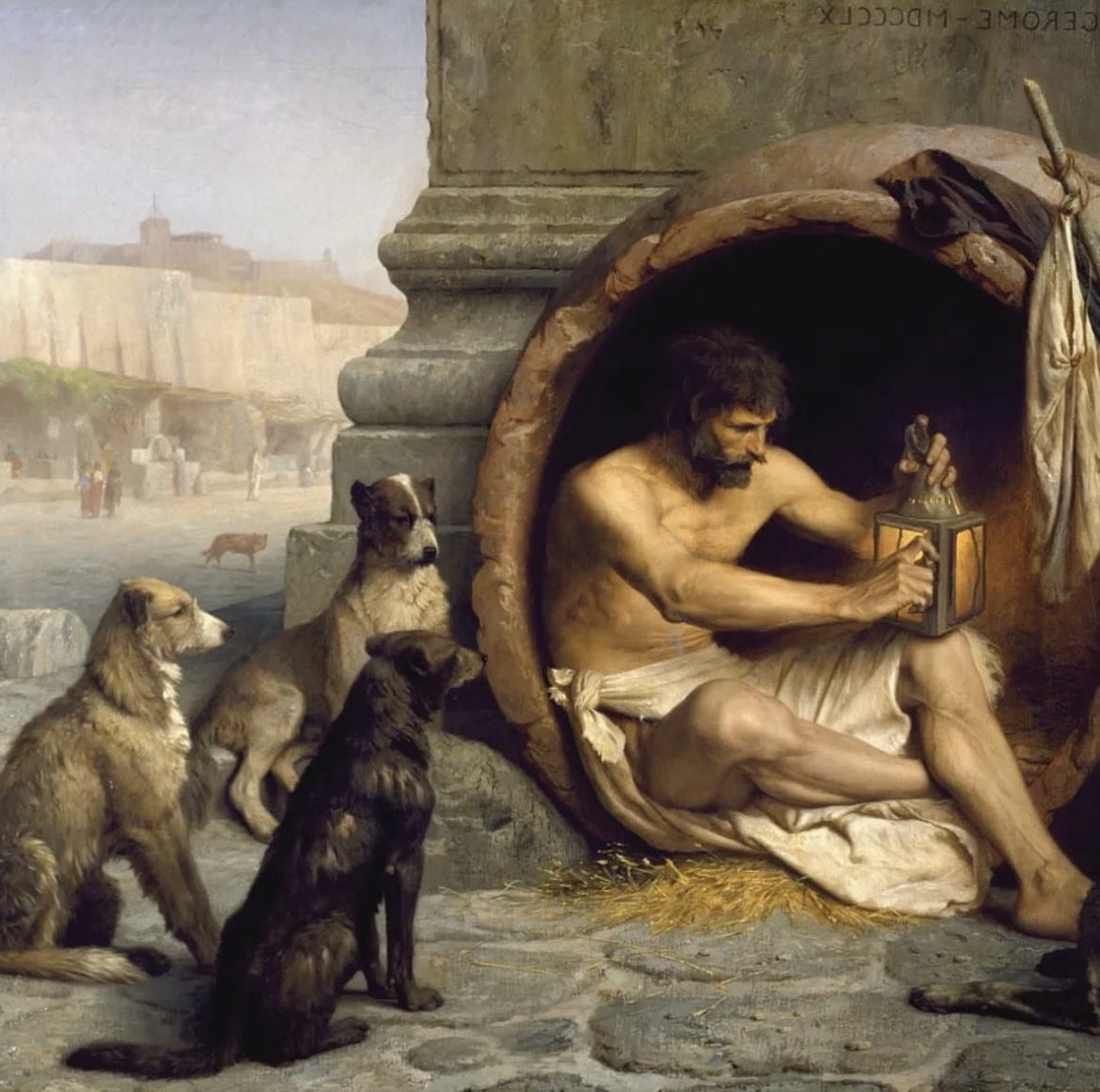 Diogenes was an ancient Greek philosopher that was best known for mocking people. After observing an archer miss his target over and over again, Diogenes went and sat next to it, claiming that it was the safest place to sit. 

Another time, Diogenes saw the son of a sex worker