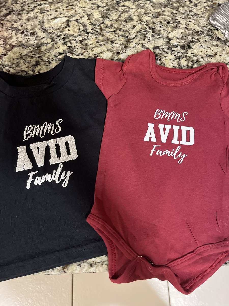 The @BMMS_AVID family is growing! We are talking about our new students and babies on campus! So, it was only fitting to make them their own gear for our annual AVID induction ceremony. #AVIDfamily #AVIDrocks #AVID4college