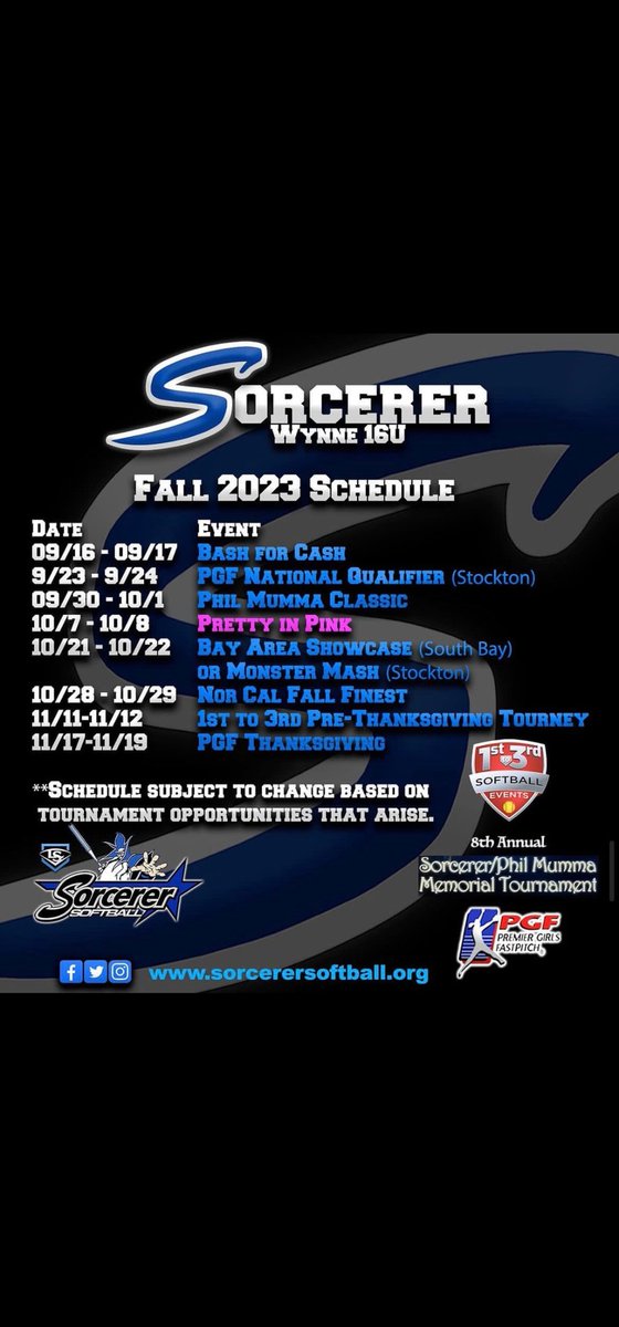 Fall season games start this weekend!
<a href="/UtahTech_SB/">Utah Tech Softball</a> <a href="/UTAMavsSB/">UTA Softball</a> <a href="/SMUSaints_SB/">Saint Martin's Softball</a> <a href="/UIU_Softball/">Upper Iowa Softball</a> <a href="/Nevada_Softball/">Nevada Softball</a> <a href="/ETSUSoftball/">ETSU Softball</a> <a href="/PacificSoftball/">Pacific Softball</a> <a href="/Jessup_SFT/">Jessup Softball</a> <a href="/CalPolySoftball/">Cal Poly Softball</a> <a href="/pvamusoftball/">PVAMU Softball</a> @GoJacksSB <a href="/GoShockersSB/">Wichita State Softball</a> <a href="/UNC_BearsSB/">UNC Bears Softball</a> <a href="/SamfordSB/">Samford Softball</a> <a href="/LongwoodSB/">Longwood Softball</a> <a href="/TarletonSB/">Tarleton State Softball</a> <a href="/GCU_Softball/">GCU Softball</a>