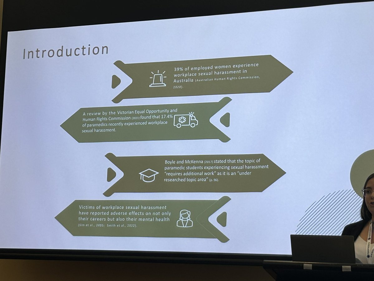 BrianHaskinsPhd's tweet image. Up next at #ACPIC2023 is a presentation on

Paramedic and Medical Students’ Experiences of Sexual Harassment During Clinical Placement

by @Hannah_Stack_ Lecturer in Paramedicine at CSU and Paramedic with NSW Ambulance

@LaTrobeRHS @ACParamedicine @CharlesSturtUni @PEC_ANZ