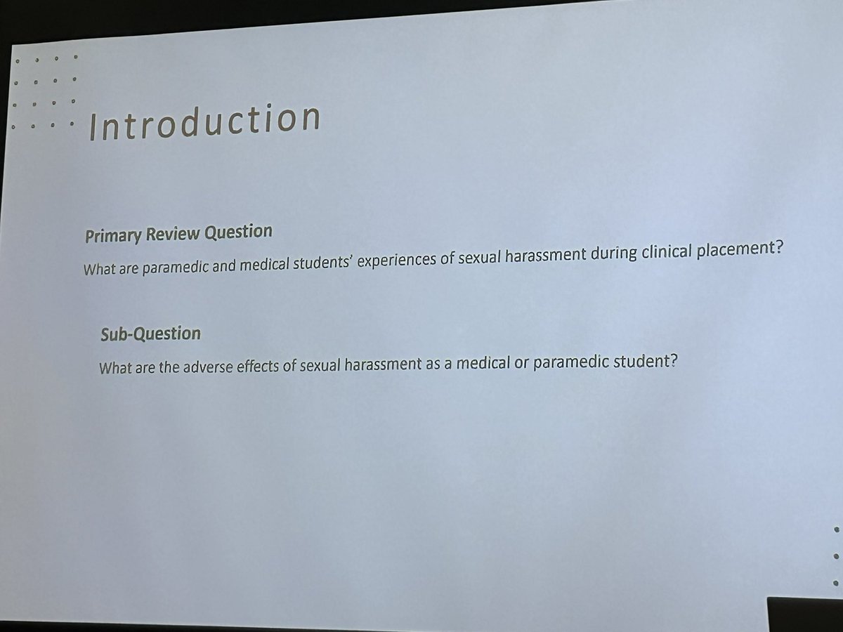 BrianHaskinsPhd's tweet image. Up next at #ACPIC2023 is a presentation on

Paramedic and Medical Students’ Experiences of Sexual Harassment During Clinical Placement

by @Hannah_Stack_ Lecturer in Paramedicine at CSU and Paramedic with NSW Ambulance

@LaTrobeRHS @ACParamedicine @CharlesSturtUni @PEC_ANZ
