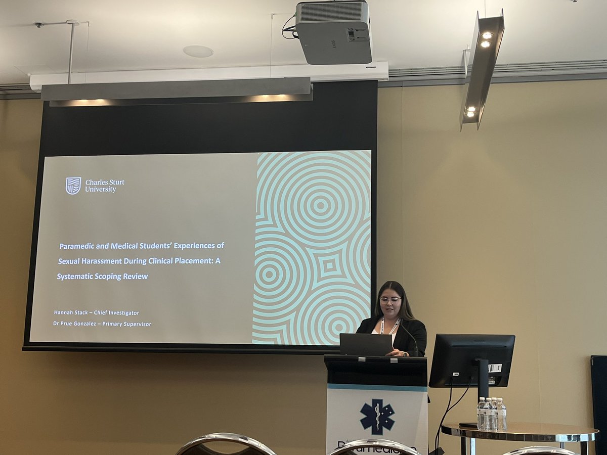 jlynnbolster's tweet image. @Hannah_Stack_ presenting the results of her systematic scoping review which looked at paramedic and medical students’ experiences of sexual harassment during clinical placements. 

Addressing gaps in knowledge and process with reporting structures is a 🔑 priority.