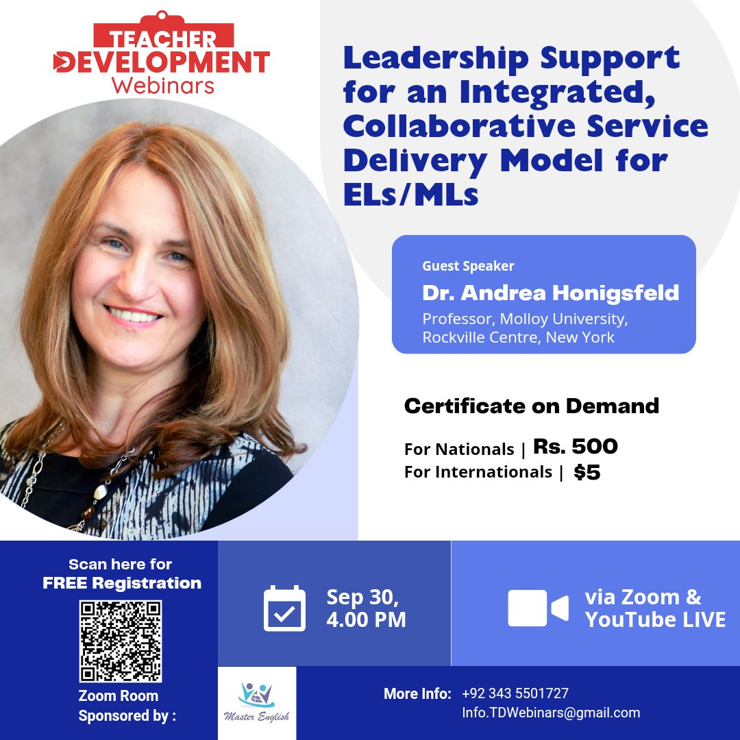 Register today and learn how to provide better leadership support for ELs and MLs!
 tdwebinars.org/leadership-sup…

YouTube: youtu.be/RkuVkmXtLKQ?si…

<a href="/AndreaHonigsfel/">Dr. Andrea Honigsfeld</a> #TDWebinars #Leadership #Support #Collaboration #ELs #MLs #English #ELT #TESOL #TEFL #TeacherEducation #WEBINAR