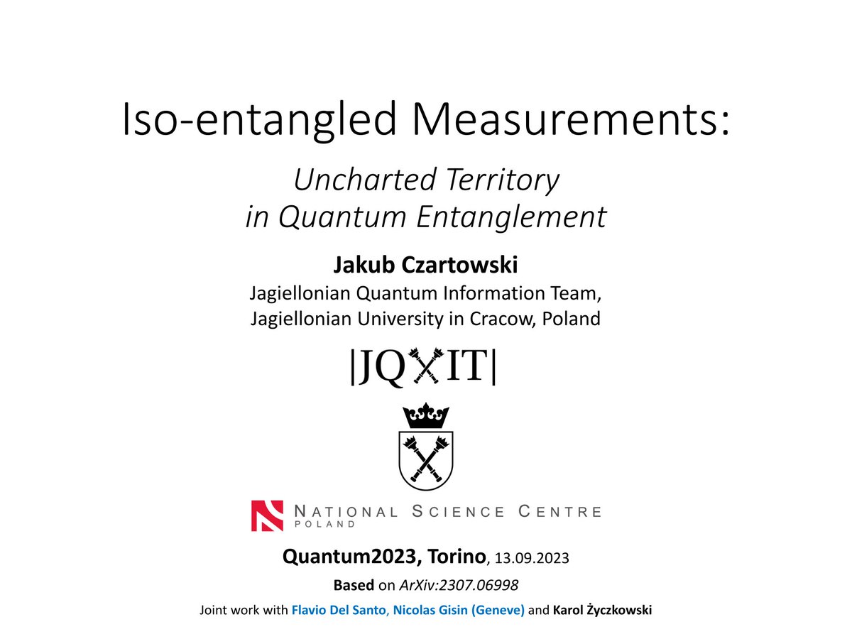 It's a pleasure to attend #Quantum2023 , where I presented joint work with Flavio Del Santo, Nicolas Gisin and Karol Życzkowski on Isoentangled Measurements (it's not me on the picture)
