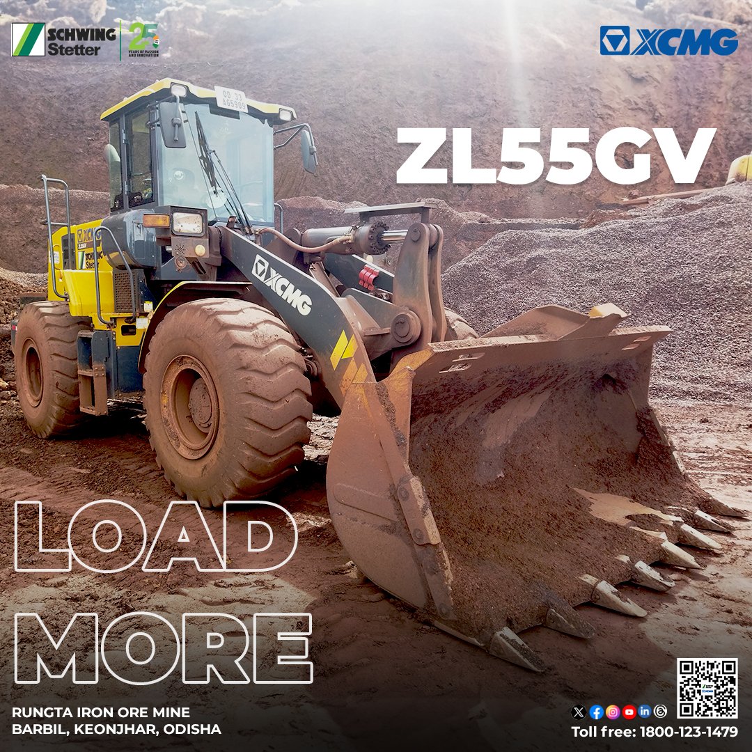 XCMG_India's tweet photo. XCMG, ZL55GV Wheel Loader, the latest developed product with advanced technology and the most Powerful 230HP Wei Chai Engine (CEV Stage IV) with High Torque of 1000Nm for Maximum Productivity.
#schwingstetterindia #xcmg #wheelloader #ZL55GV #wheelloader #ironoremine #loadmore https://t.co/yNwhvz6f81