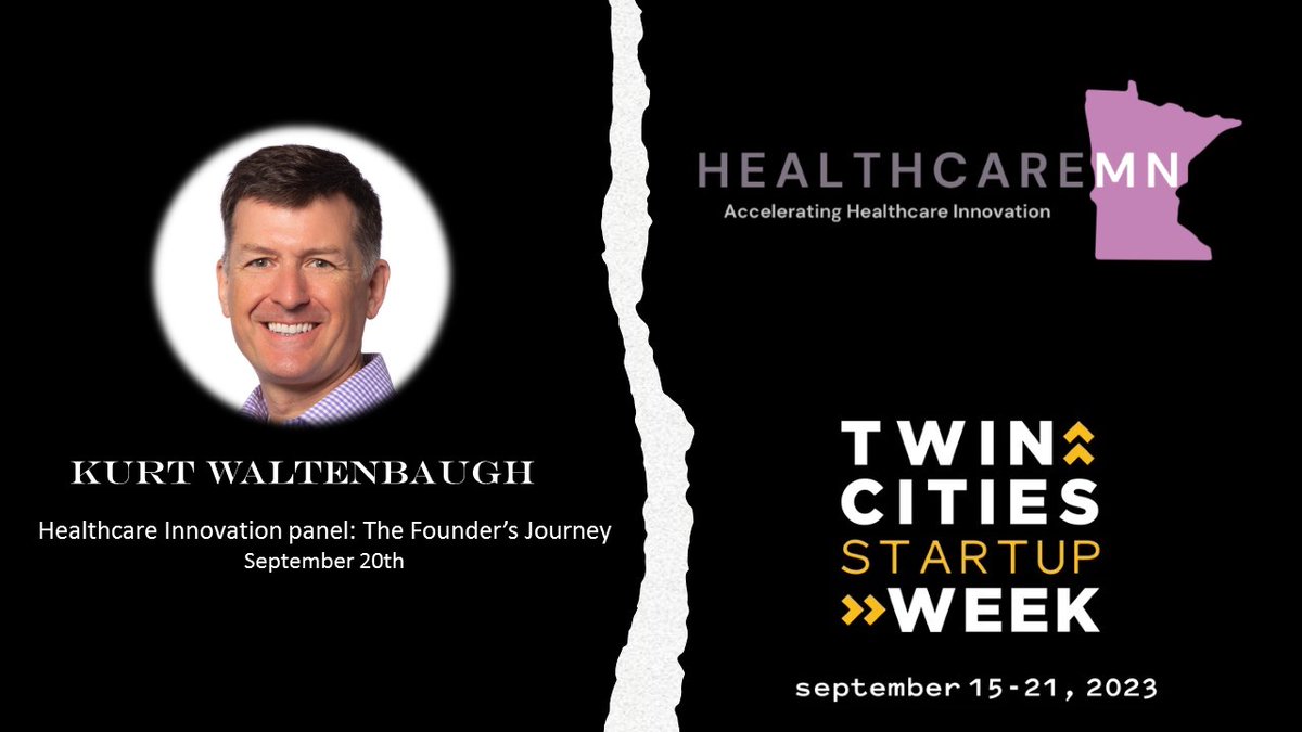 Healthcaremn's tweet photo. We're thrilled to introduce the lineup for our Healthcare Innovations Panel: "The Founder's Journey."
Kurt Waltenbaugh serial entrepreneur 4 exits and counting!
#HealthcareMN #InnovationPanel #StartupJourney #HealthTechLeadership #TCSW2023
Register here https://t.co/ck48stTaCZ https://t.co/ETeDNsGq3q