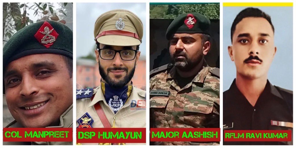 Niharikaj00shi's tweet image. वीरों को मेरा शत शत नमन 🙏🏻🥺🫡🇮🇳

#ColManpreetSingh #MajAashish #humayunBhat #RfnRavi #AnantnagEncounter  #JammuKashmir #RajouriEncounter