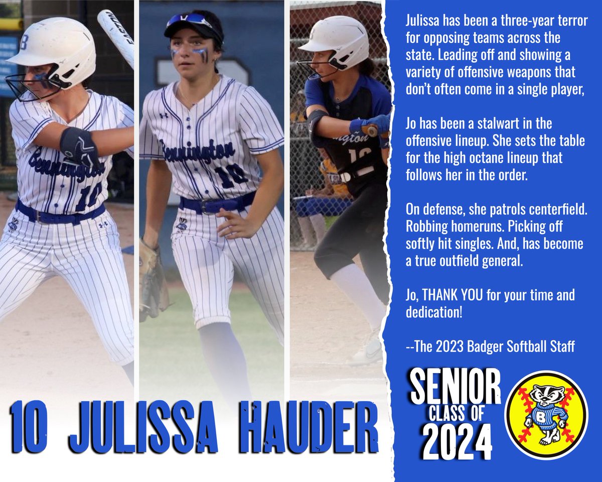 Bennington Softball (@badger_softball) on Twitter photo π₯ BADGER SOFTBALL π₯
π Class of 2024 π
π <a href="/HauderJulissa/">Julissa Hauder</a>
π₯ Julissa Hauder
#WeAreBPS π₯ BADGER SOFTBALL π₯
π Class of 2024 π
π <a href="/HauderJulissa/">Julissa Hauder</a>
π₯ Julissa Hauder
#WeAreBPS