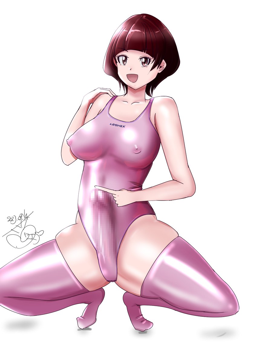 ふたなり競泳水着グラビアイラストを描きました! 