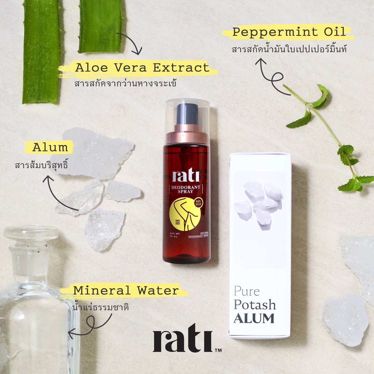 ratibkk's tweet photo. เพิ่มตัวเลือกให้คนแพ้ง่าย🌾

🌱rati Natural Deodorant สเปรย์ระงับกลิ่นกายสูตรธรรมชาติ จากสารส้มบริสุทธิ์

เราเลือกส่วนผสมจากธรรมชาติ ไร้น้ำหอม สารสังเคราะห์ ไม่ทิ้งสารตกค้างในร่างกาย ระงับกลิ่นและผิวบอบบางอย่างบริสุทธิ์

ขนาด 50 mL. ราคา 159 บาท

#ratibkk #สเปรย์ระงับกลิ่นกาย https://t.co/RYDqUQvnSg