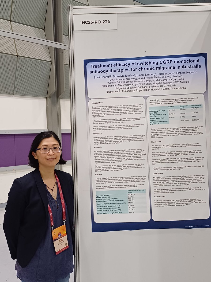 #IHC2023 poster 234. Come have a chat about CGRP monoclonal antibody switching experience in Australia!