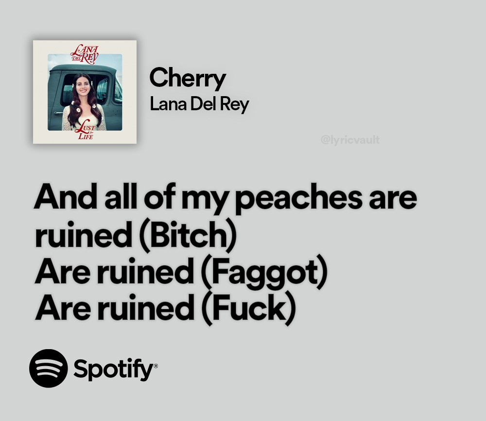 LyricVault's tweet photo. Cherry / Lana Del Rey https://t.co/To0frSbF4m