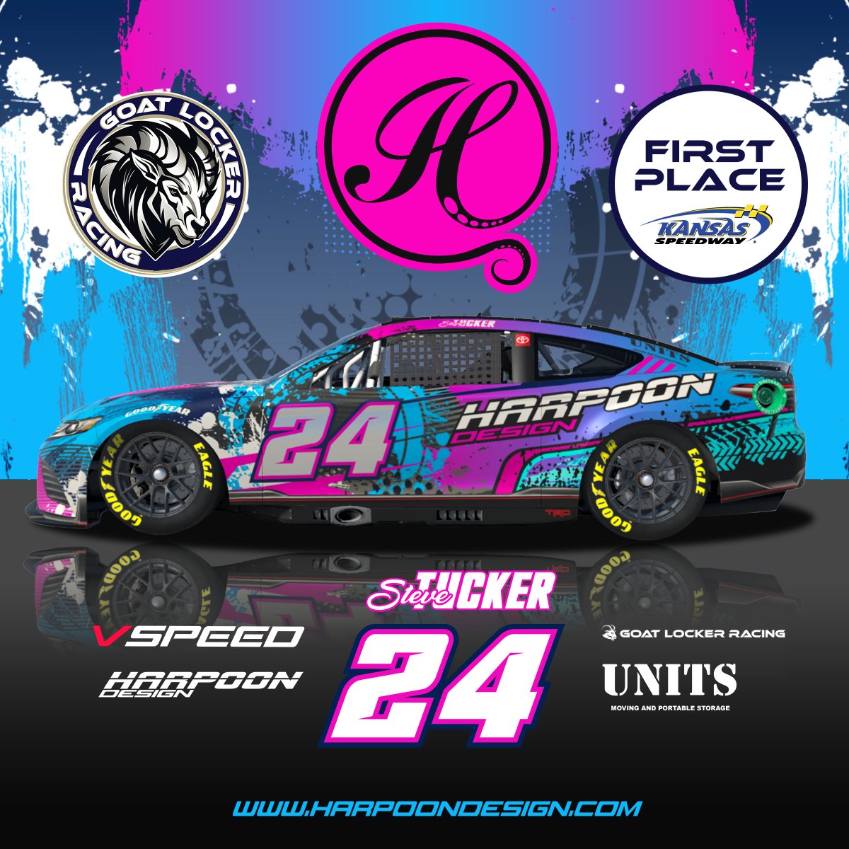 HarpoonDesign's tweet photo. Congratulations to Harpoon Design driver Steve Tucker on the first place finish at Kansas tonight! Thanks to VSPEED for the broadcast,  Goat Locker Racing for the league and Cap'n Googler for the spotting! https://t.co/aNNLg9KnSN