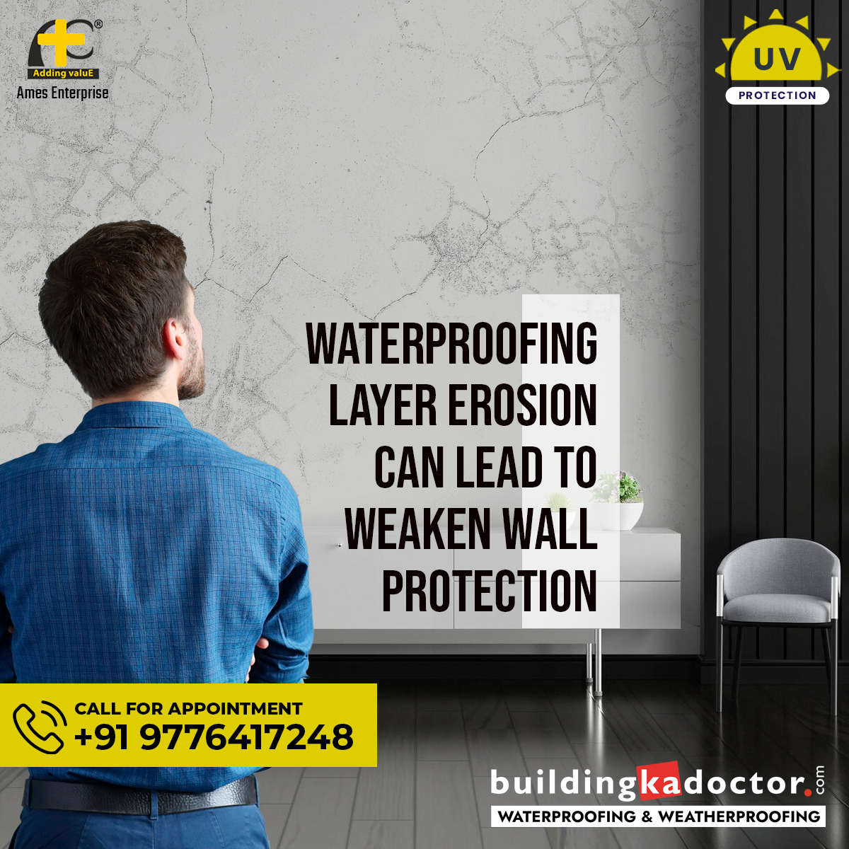 BuildingKDoctor's tweet image. When the shield is breached, the #exteriorwall can be severely #damaged, and #dampness can spread inside, causing unpleasant odours. Just one paid consultation with #BuildingKaDoctor can save you from costly expenses.

Book an appointment now @ 9776417248.

#waterproofingexperts