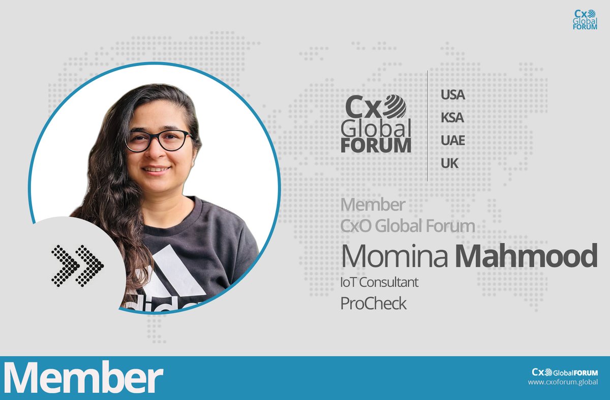 CxO Global Forum would like to welcome Momina Mahmood, IoT Consultant Procheck to join the the community as member.
Want to be a part of thought leaders community?
join now : cxoforum.global/cxo-global-mem…
#cxoglobalforum #thoughtleaders
