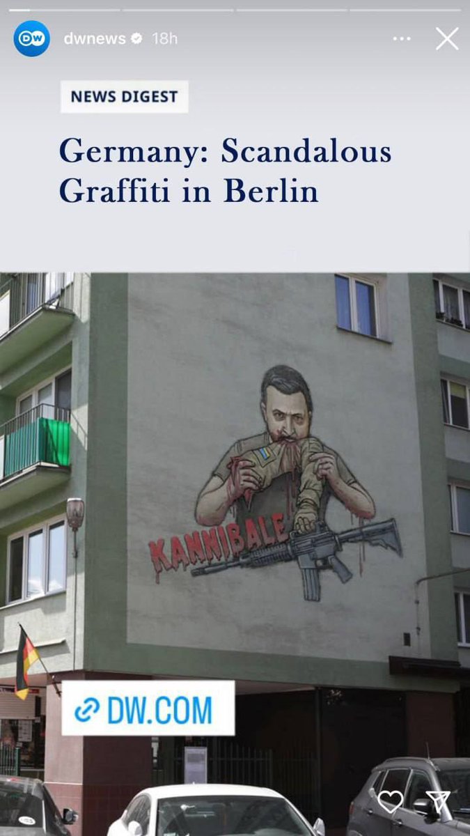Someone in Berlin painted graffiti of Zelensky as a cannibal eating his soldiers. Berlin police are looking for the author of the mural with Zelensky the cannibal. The Führer must not present himself like this. They will arrest and prosecute their own citizens because they…