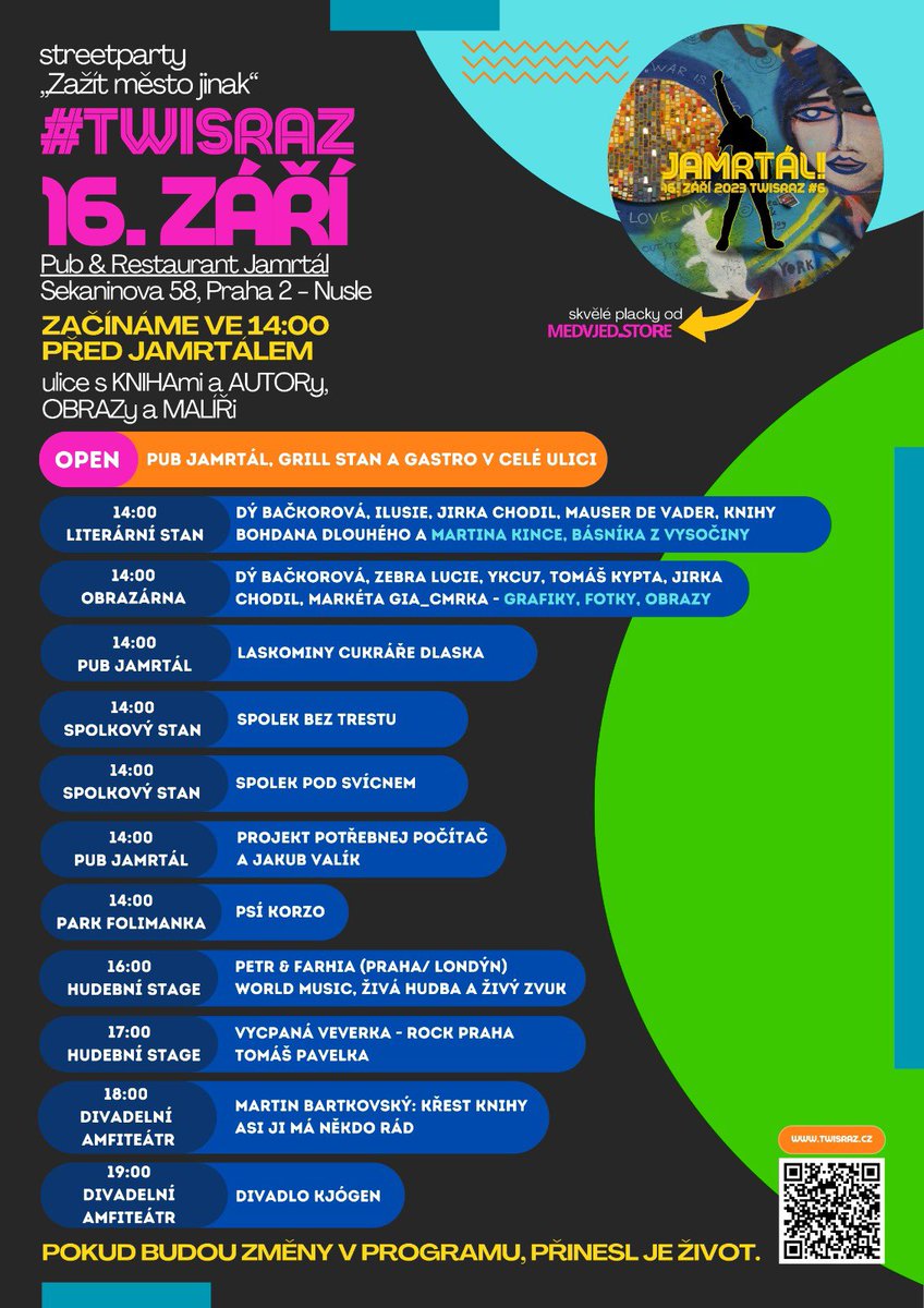 Do 6. jamrtálského #twisraz zbývají 2 dny.

Čas na mou oblíbenou otázku "Na co jsem zapomněla?" 😁

Pěkné počasí jsme objednali, takže si twiWoodstock užijeme bez bahenních koupelí 😉

Sobotní odpolední procházky a venčení vedou kolem Jamrtálu!

Těšíme se na vás 😍