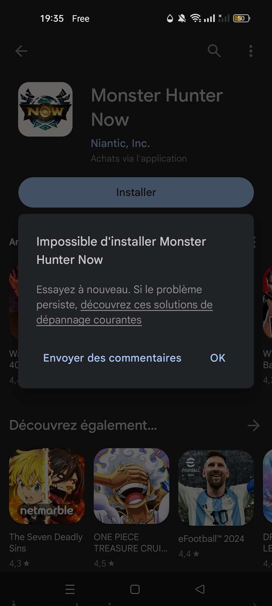 migMH_'s tweet photo. Info à faire tourner : Si vous n'arrivez pas à installer Monster Hunter Now sur votre téléphone (sous réserve qu'il soit compatible) c'est qu'il est en conflit avec Pokémon GO. Désinstallez GO, installez Now.
Vous pourrez réinstaller GO ensuite ! 
Bonne dose. 
#MHNow @MH_Now_EN https://t.co/RqRMbek5Nx