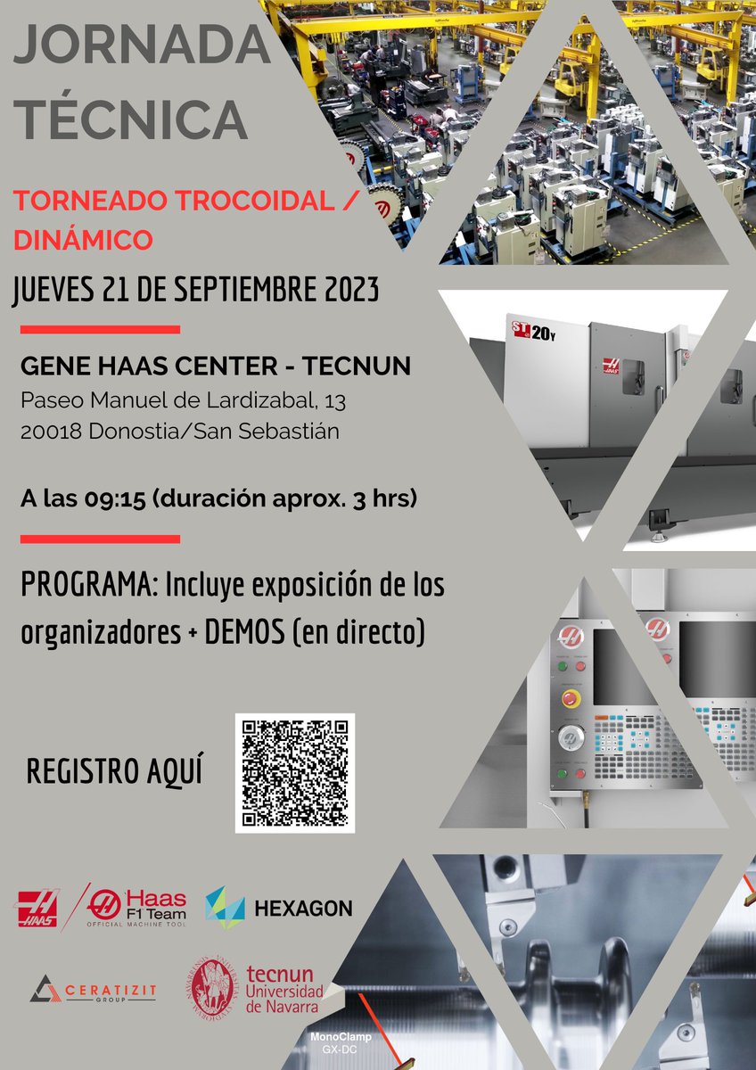 #savethedate: El próximo 21 de septiembre tendrá lugar una Jornada Técnica de Torneado Trocoidal / Dinámico en el Gene Haas Center de Tecnun - Universidad de Navarra a las 09:15.
Inscripciones en el siguiente enlace: lnkd.in/dWPuejXh