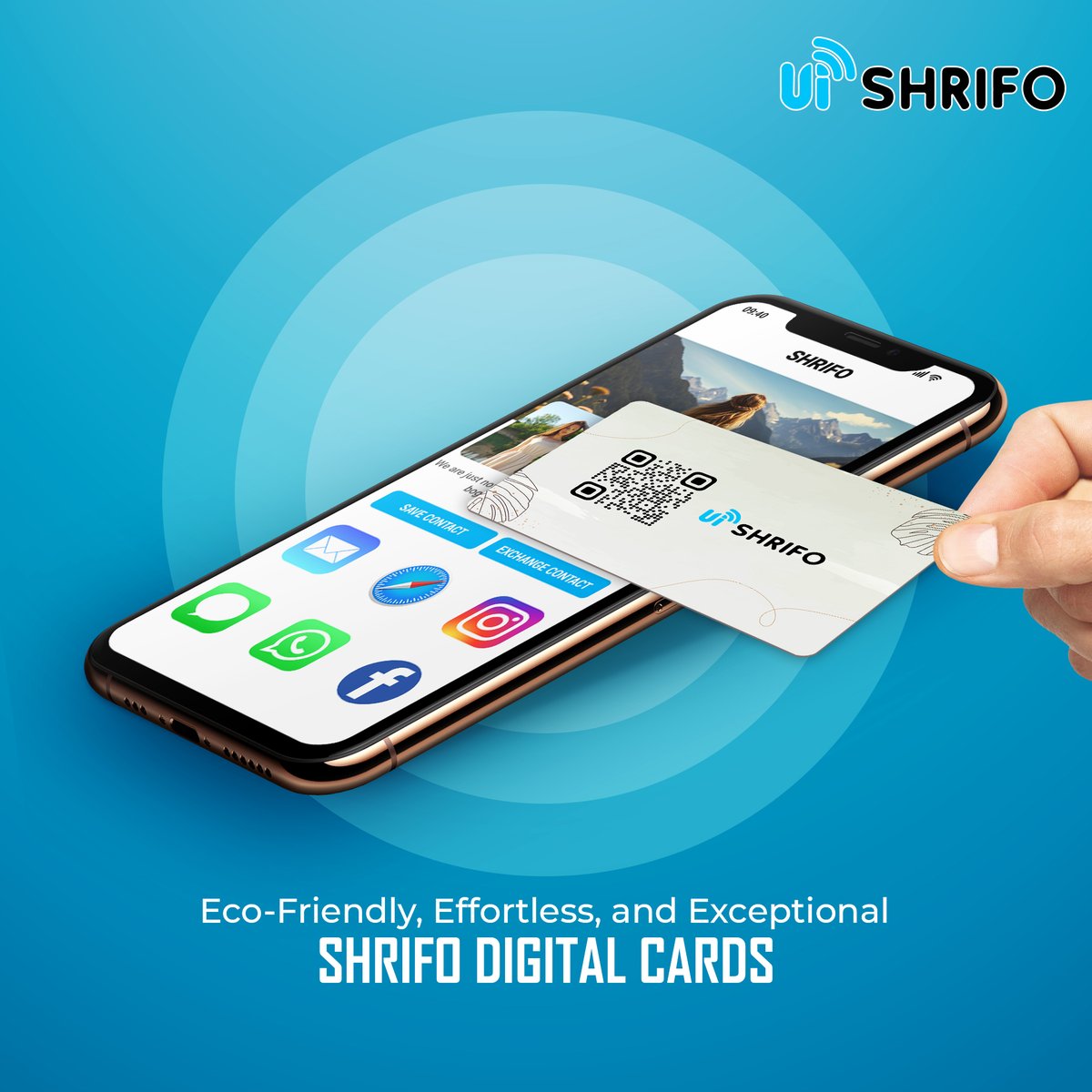 Experience the pinnacle of sustainability and convenience with Shrifo Digital Cards.

#EffortiessExperience #digitalidentity #smartbusinesscard #bestbusinesscards #contactlesscard #digitalbusinesscard #nfebusinesscard #nfctechnology #businesscard #networking