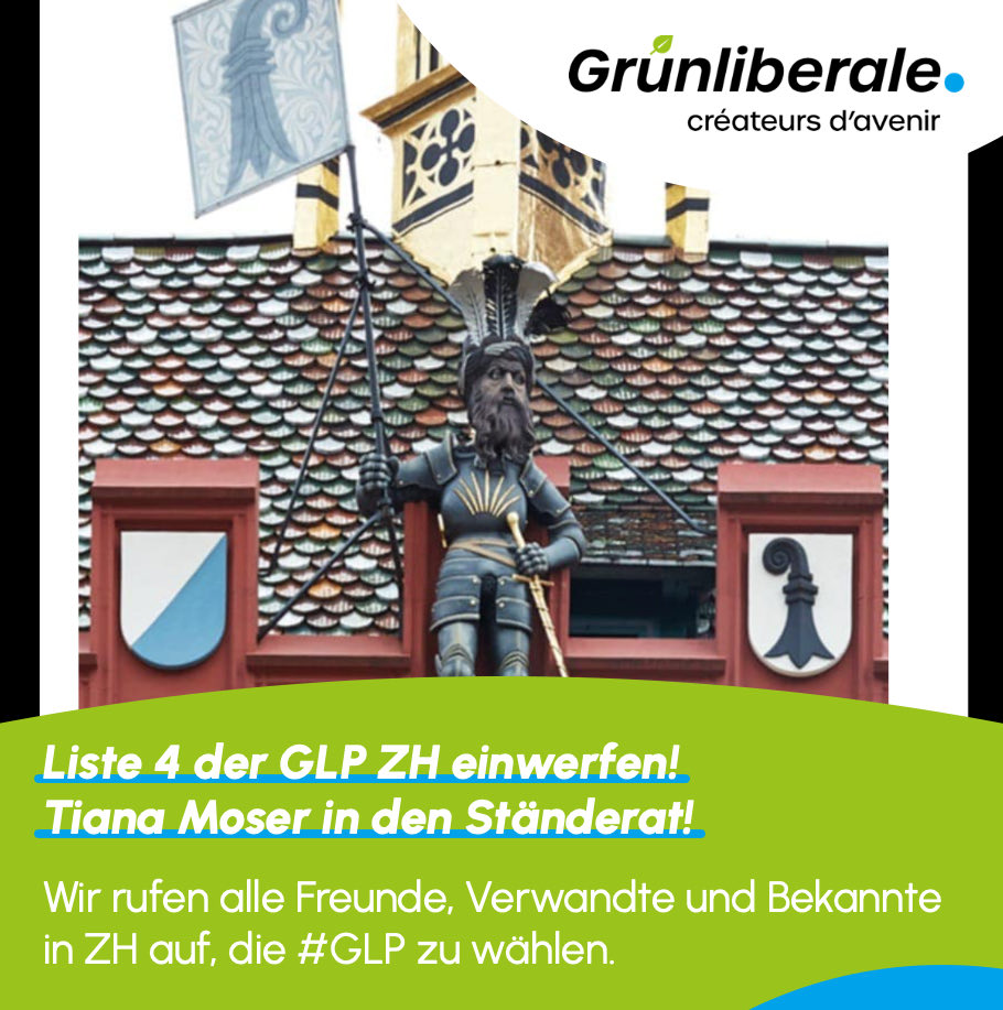 Die Basler Grünliberalen mobilisieren für Zürich: Wir rufen alle Freunde, Verwandte und Bekannte in ZH auf: 

👉#Liste4 der Grünliberalen Zürich einwerfen

👉Tiana Moser in den Ständerat!

#OperationBöögg #GLPschweizweit #WahlCH23 <a href="/tiana_moser/">Tiana Moser</a> <a href="/glpzh/">Grünliberale Kanton Zürich</a> <a href="/grunliberale/">Grünliberale Schweiz</a> #MutzurLösung