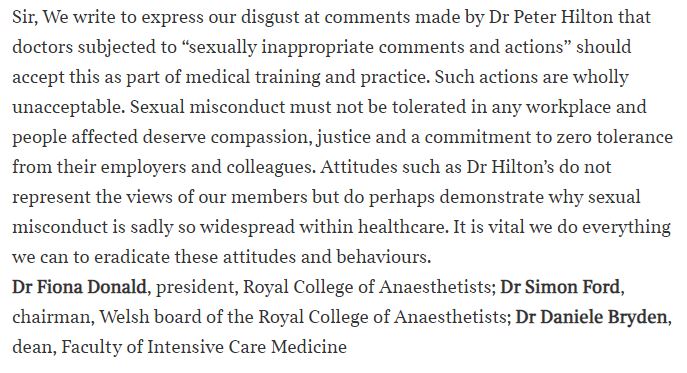 We share the outrage expressed by members & colleagues across the NHS about Dr Hilton's letter to @thetimes The response from @RCoAPresident Fiona Donald, Chair of our Welsh Board Simon Ford, @DannytheBaker of @FICMNews & @LorrainedeGray1 of @FacultyPainMed is published today.