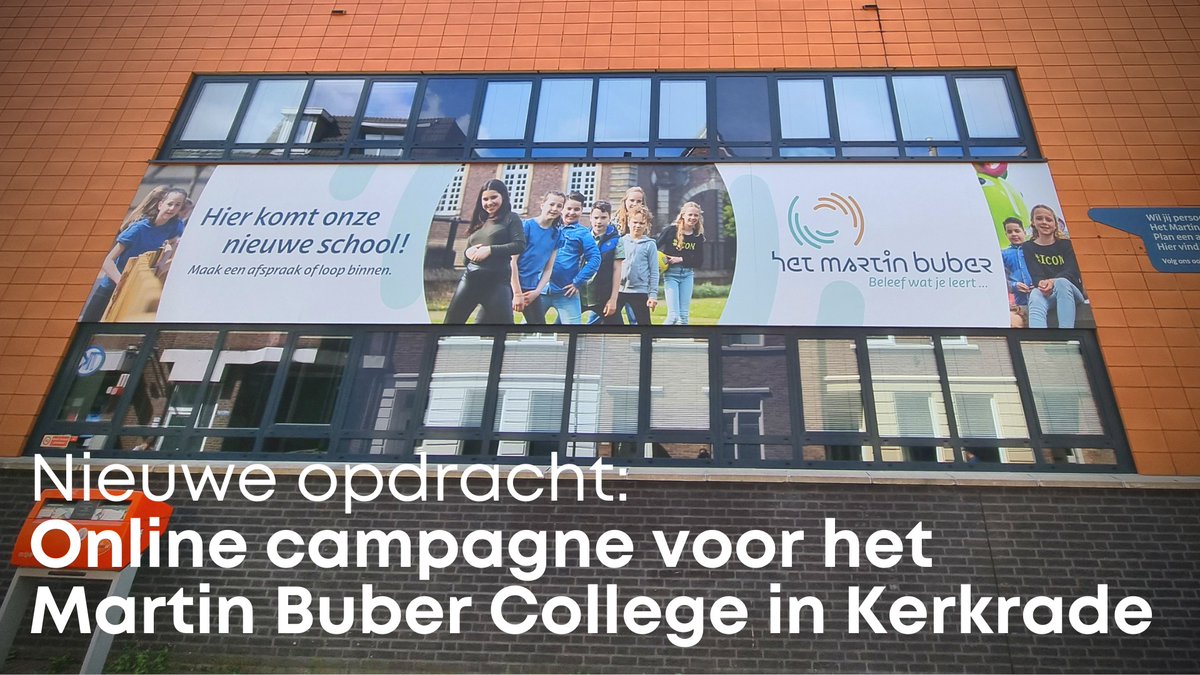 𝗡𝗜𝗘𝗨𝗪𝗘 𝗢𝗣𝗗𝗥𝗔𝗖𝗛𝗧: online campagne voor het Martin Buber College in Kerkrade

Morres &amp; Company gaat aan het werk voor het Martin Buber College in Kerkrade. We gaan deze nieuwe school helpen top-of-mind te worden bij (middelbare) scholieren en ouders.