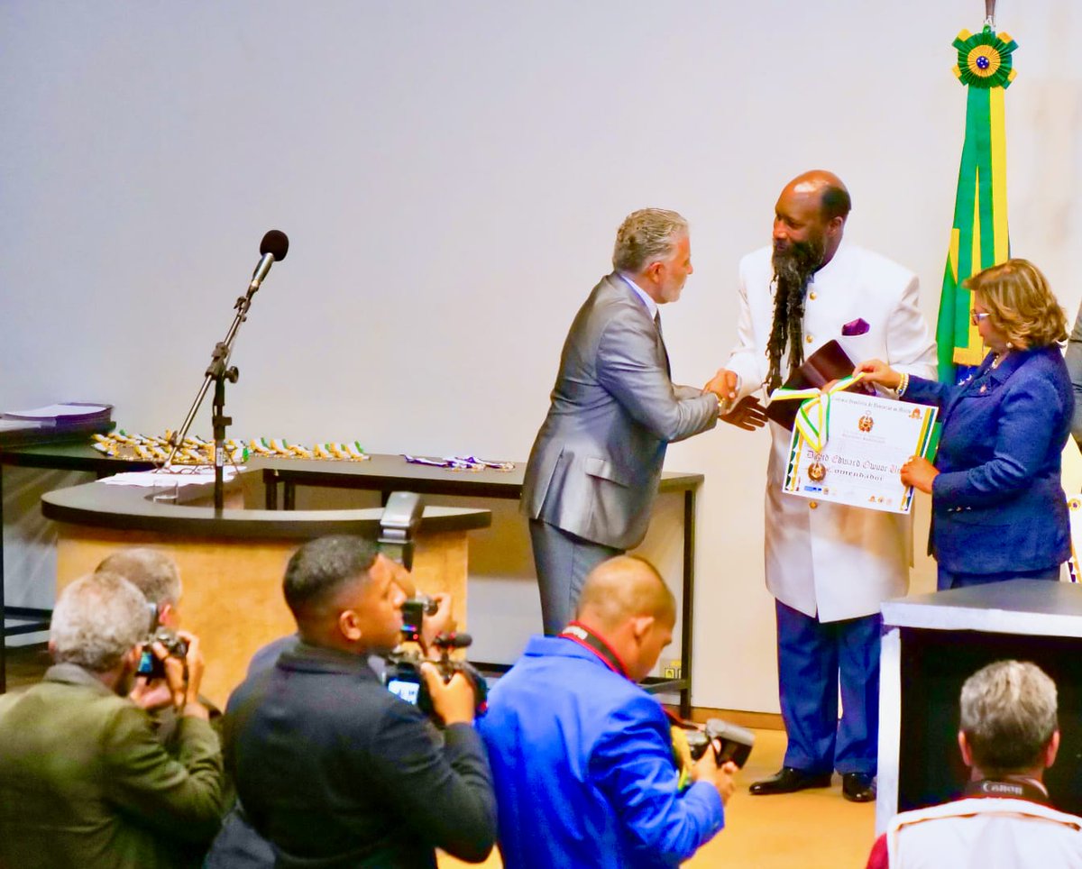 YanguNiYangu's tweet photo. Repentance and Holiness Ministry church leader Prophet David Owuor honoured with a Presidential Medal of Honour in Brazil during his month-long trip https://t.co/W1766CVZS9