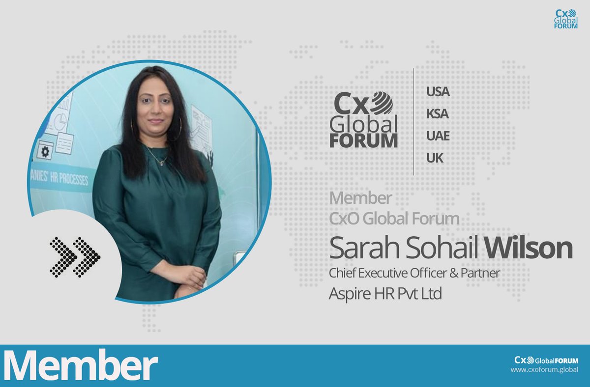 CxO Global Forum would like to welcome Sarah Sohail Wilson, CEO &amp; Partner Aspire HR Pvt Ltd to join the the community as member.
Want to be a part of thought leaders community?
join now : cxoforum.global/cxo-global-mem…
#cxoglobalforum #thoughtleaders